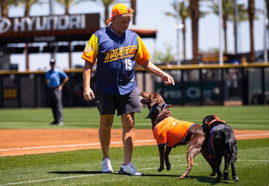 Fred Hassen, founder of Sit Means Sit dog training, works with Las Vegas Aviator ...
