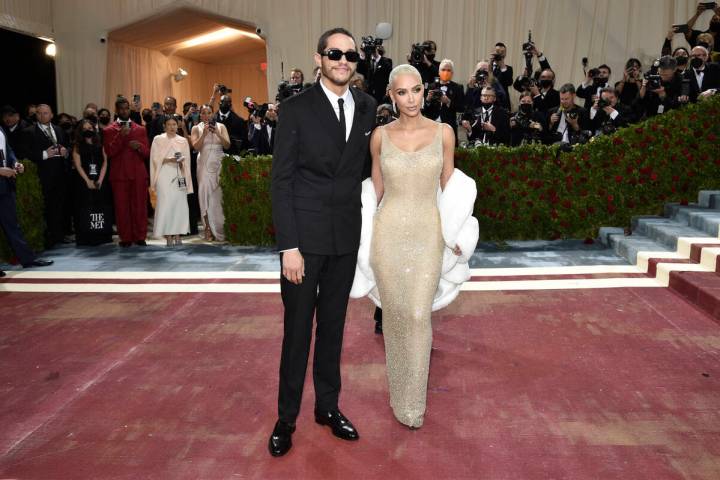Kim Kardashian, right, and Pete Davidson attend The Metropolitan Museum of Art's Costume Instit ...