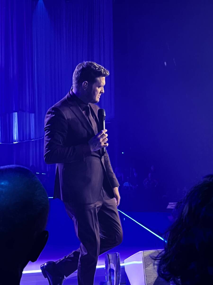 Michael Bublé is shown on opening night at the Theatre at Resorts World Las Vegas on Wednesday ...