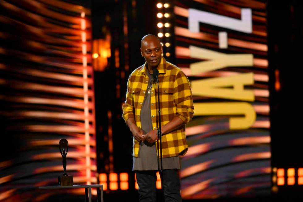 Dave Chappelle, presenter for JAY-Z, speaks during the Rock & Roll Hall of Fame induction cerem ...