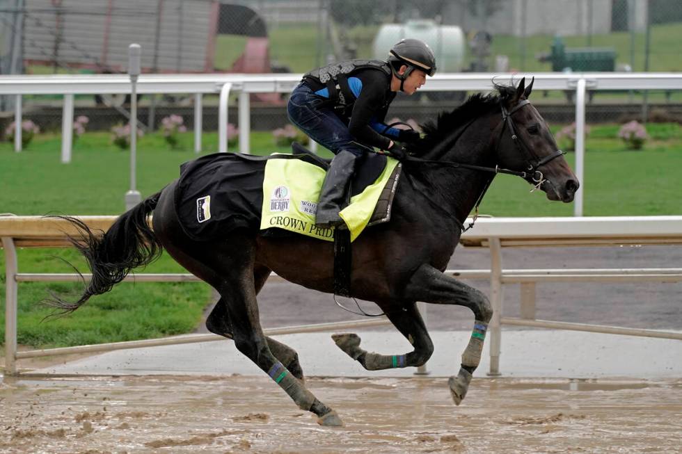 Kentucky Derby entrant Crown Pride works out at Churchill Downs Tuesday, May 3, 2022, in Louisv ...