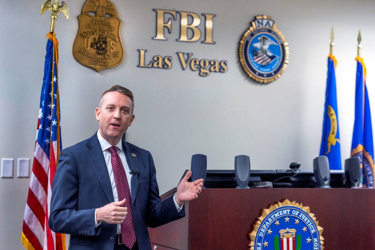 New Special Agent in Charge Spencer Evans with the Nevada office of the FBI speaks during a pre ...
