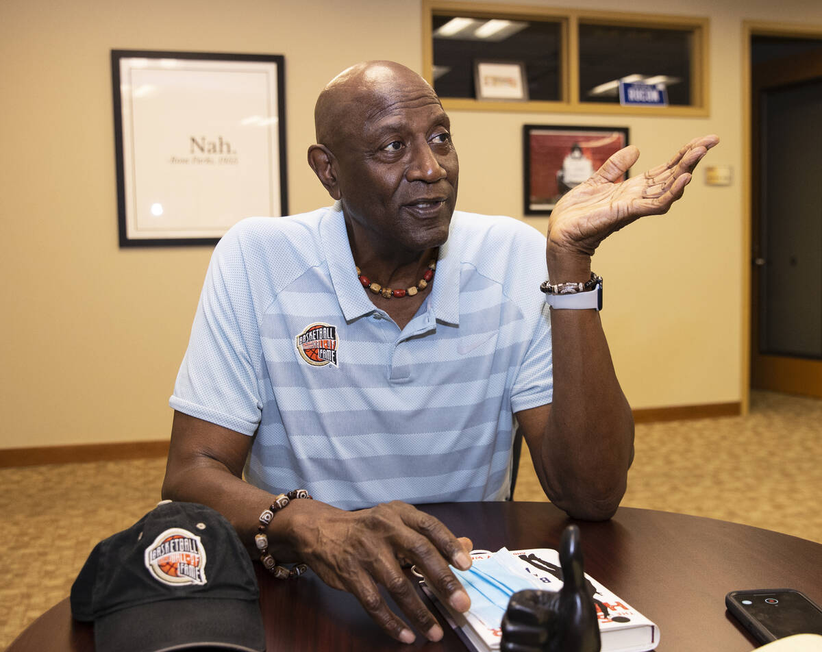 Pro basketball legend Spencer Haywood speaks during an interview with the Review-Journal, on Mo ...
