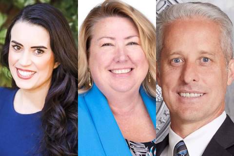 Charlie Nicole De La Paz, left, Amy Groves and Thaddeus “Toby” Yurek, Republican candidates ...