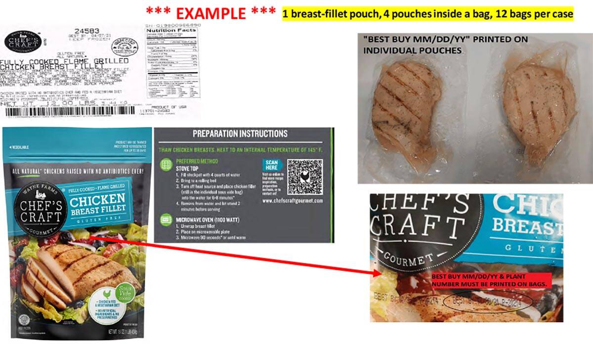 A label of some of the recalled ready-to-eat chicken breast product that may be undercooked. (FSIS)