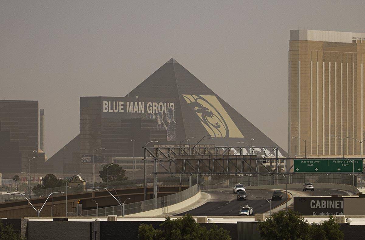 The Luxor is seen as winds bring in a dust storm on Sunday, May 8, 2022, in Las Vegas. (Chase S ...