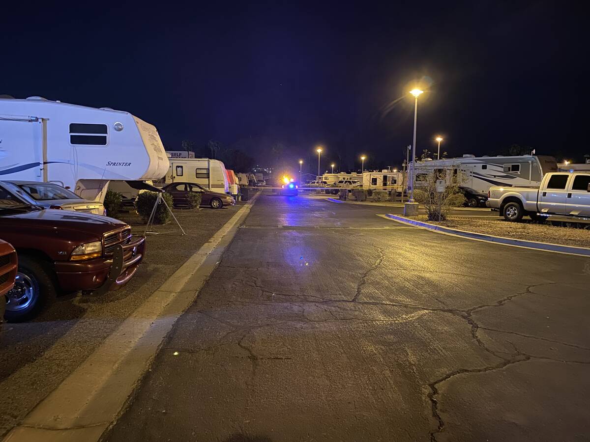 Police say a man in his 60s was stabbed to death at an RV park in the 4700 block of Boulder Hig ...