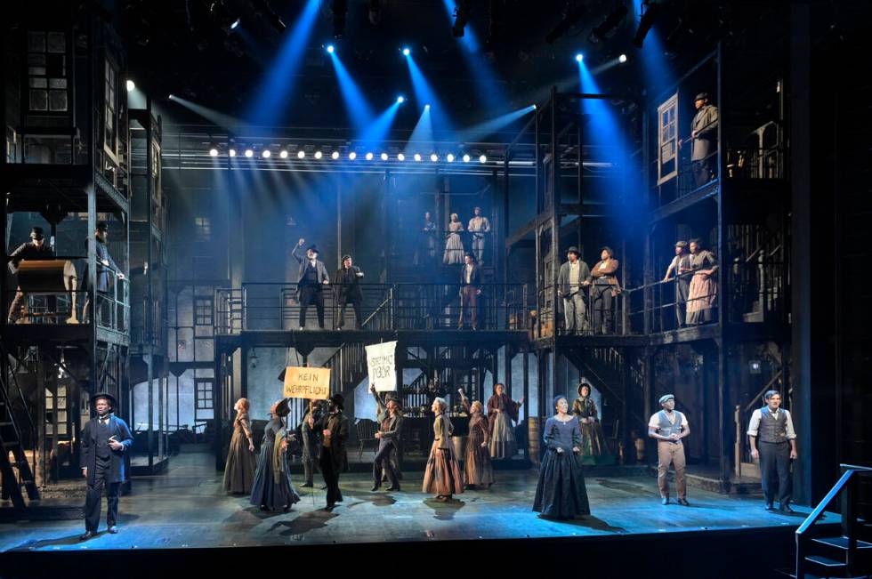 This image released by The Press Room shows the cast during a performance of "Paradise Squ ...