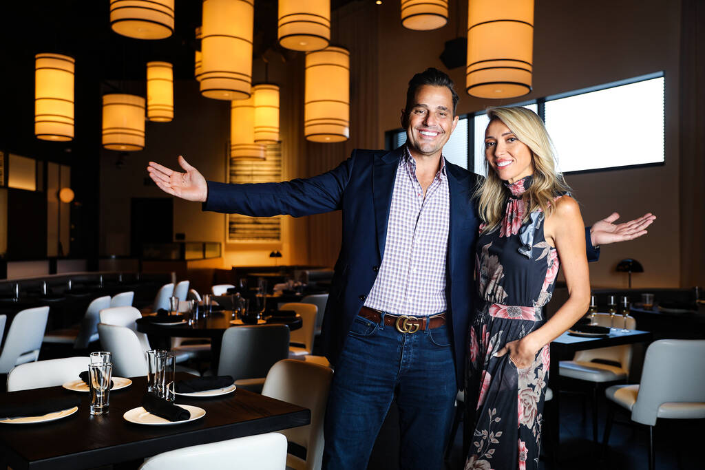 Bill Rancic and his wife, Giuliana Rancic, at their restaurant, RPM Italian, at the Forum Shops ...