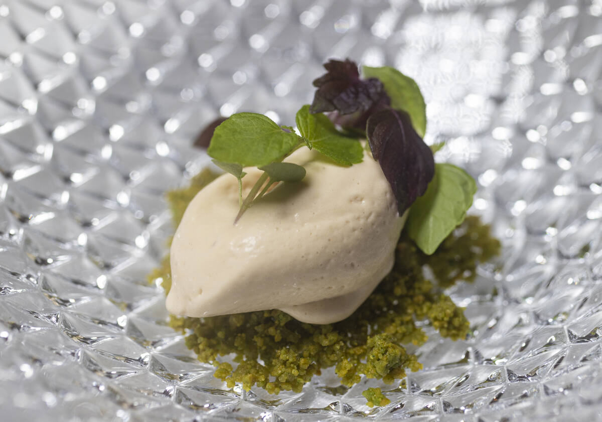 Royal Earl Gray with Sicilian pistachio at Le Cirque on Wednesday, Oct. 27, 2021, at Bellagio, ...