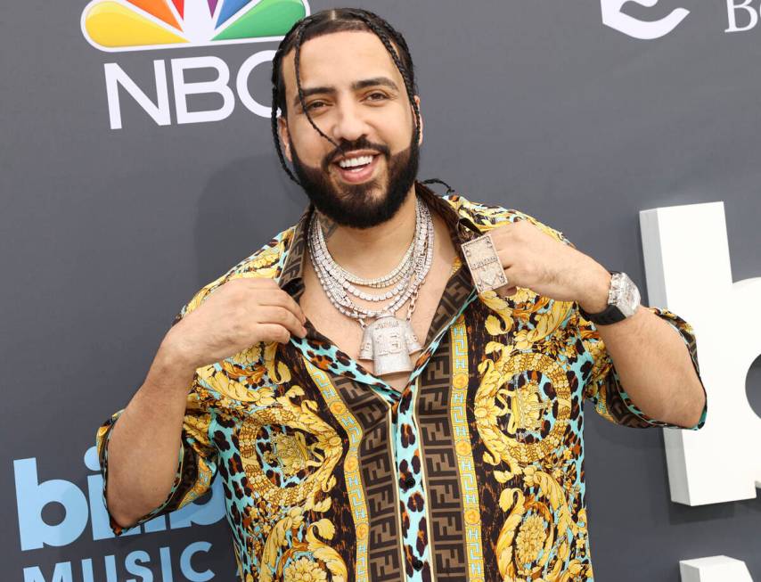 French Montana poses on the red carpet for the Billboard Music Awards at the MGM Grand Garden A ...
