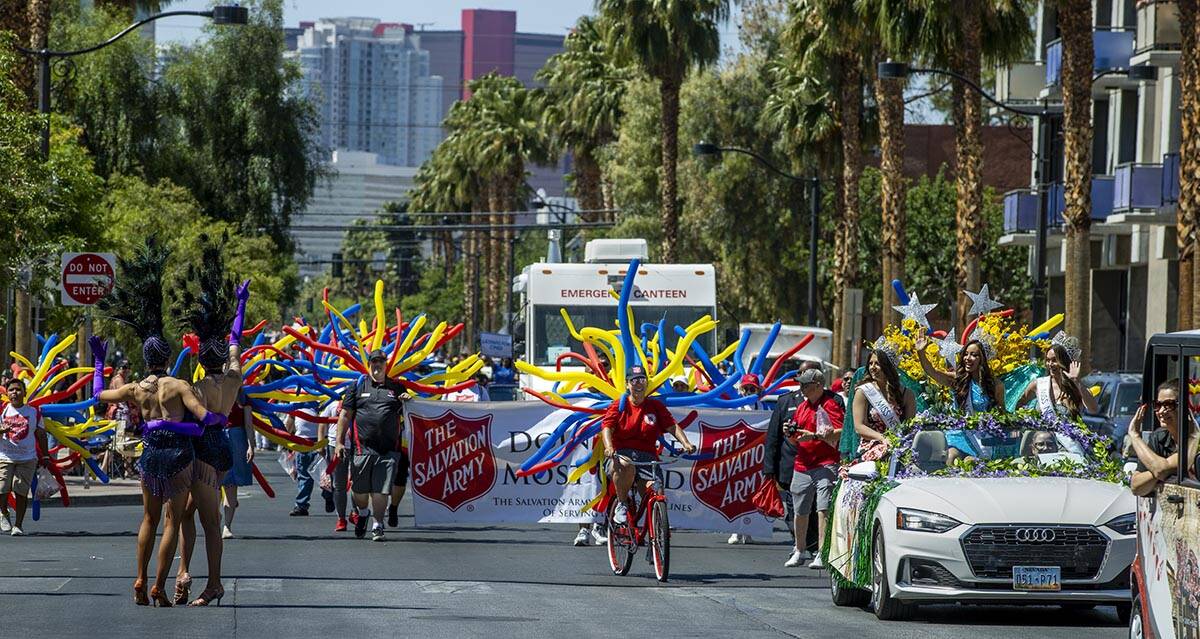 Participants take to the street during the Las Vegas Day Parade moving northbound along Fourth ...