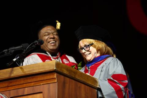 UNLV President Keith E. Whitfield is shown with Ann-Margret during as the entertainment legend ...