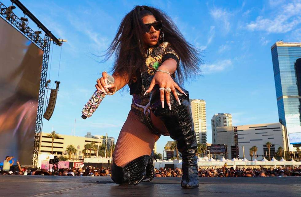Ashanti performs during the Lovers & Friends music festival on Saturday, May 14, 2022, in L ...
