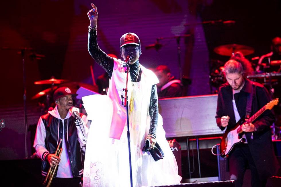 Lauryn Hill performs during the Lovers and Friends music festival on Sunday, May 15, 2022, in L ...