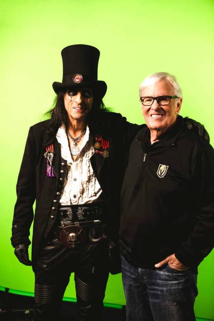 Alice Cooper, left, poses with Vegas Golden Knights owner Bill Foley at The Dollar Loan Center ...