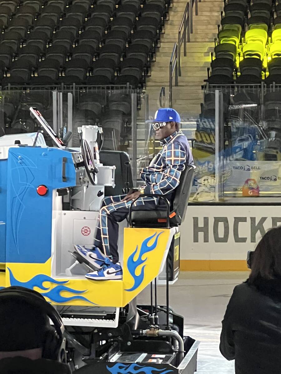 Flavor Flav is shown driving the Zamboni for The Dollar Loan Center's new ad campaign on Tuesda ...