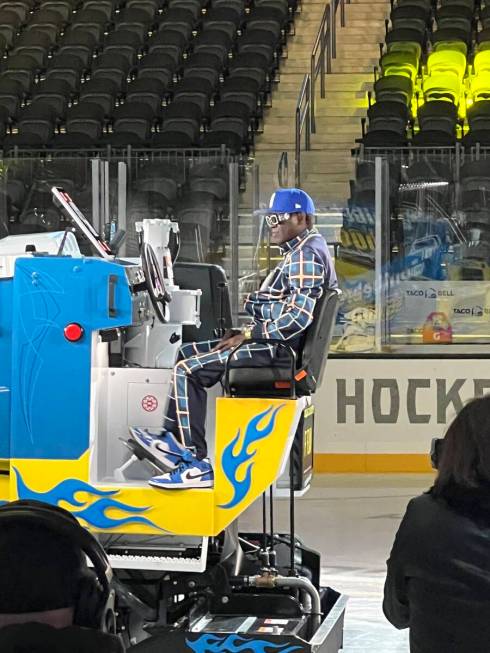 Flavor Flav is shown driving the Zamboni for The Dollar Loan Center's new ad campaign on Tuesda ...