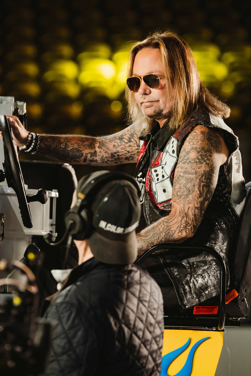 Vince Neil is shown driving the Zamboni during The Dollar Loan Center's new ad campaign on Tues ...
