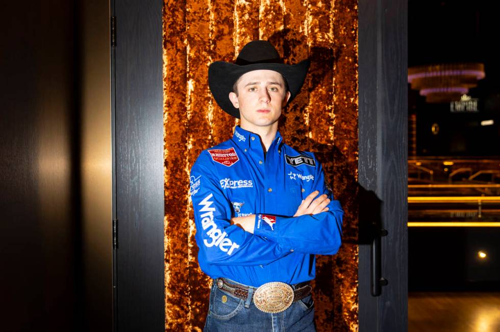Stetson Wright, PRCA All-Around World Champion, poses for a portrait during a shoot for the Nat ...