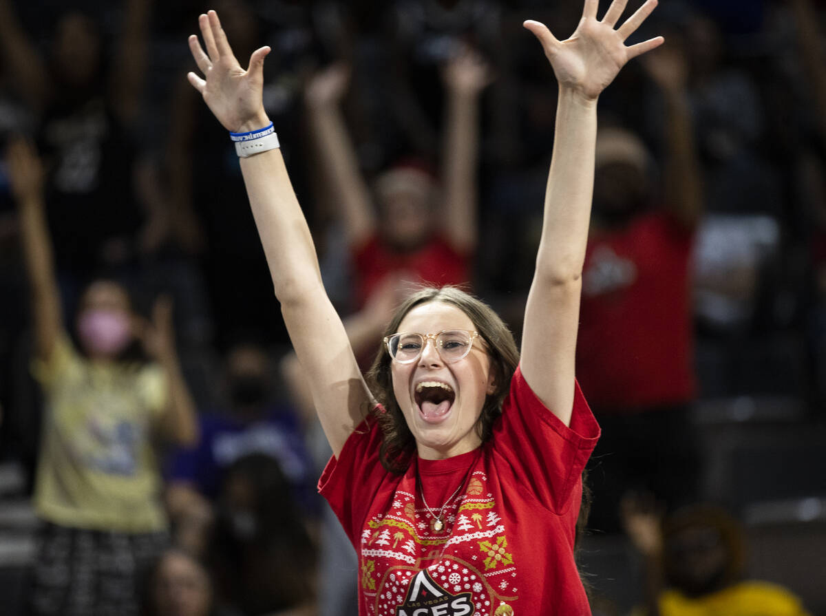 Fans cheer for Vegas during a WNBA basketball game against the Phoenix Mercury on Tuesday, May ...
