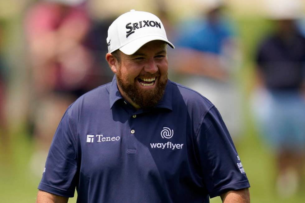 Shane Lowry, of Ireland, smiles on the 14th hole during a practice round for the PGA Championsh ...