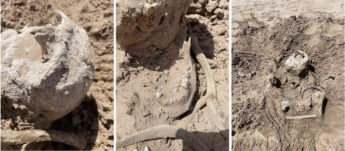 These photos show human remains she and her sister discovered on a sandbar that recently surfac ...