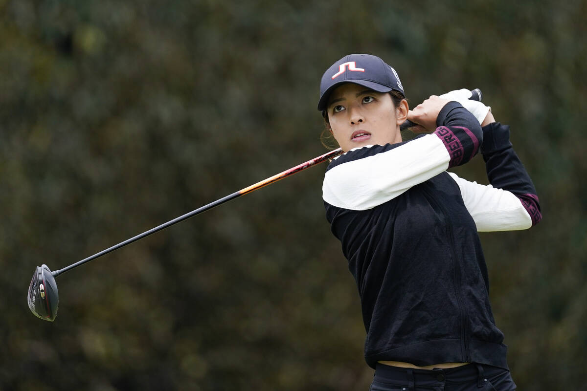 In this April 24, 2021, file photo, Tiffany Chan tees off at the second hole during the final r ...