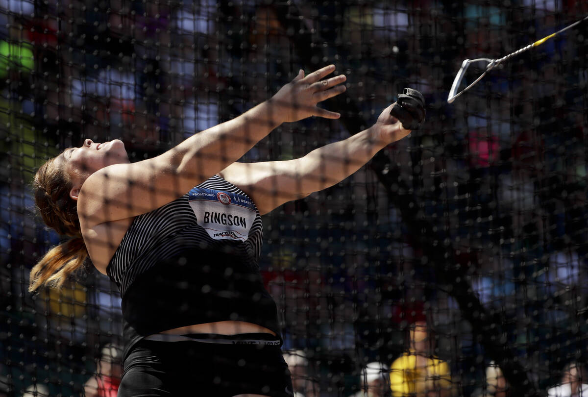 Amanda Bingson competes during women's hammer throw final at the U.S. Olympic Track and Field T ...