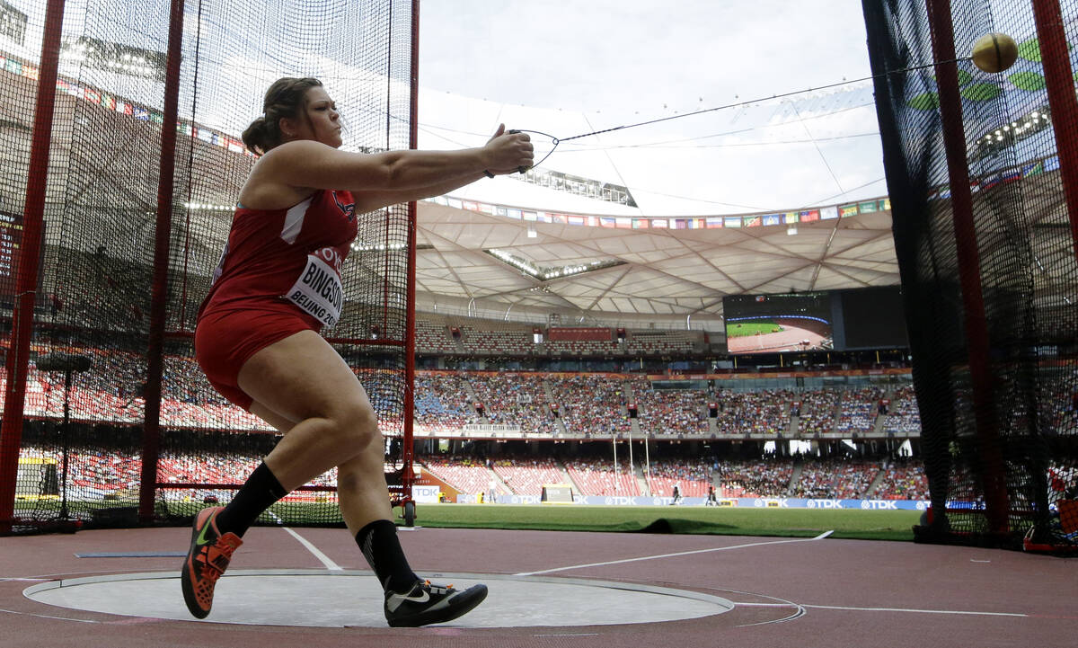 United States' Amanda Bingson competes in womens hammer throw qualification at the World Athlet ...
