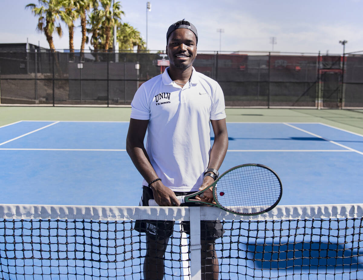 UNLV senior tennis player Christopher Bulus poses for a photo prior to his practice at Frank an ...