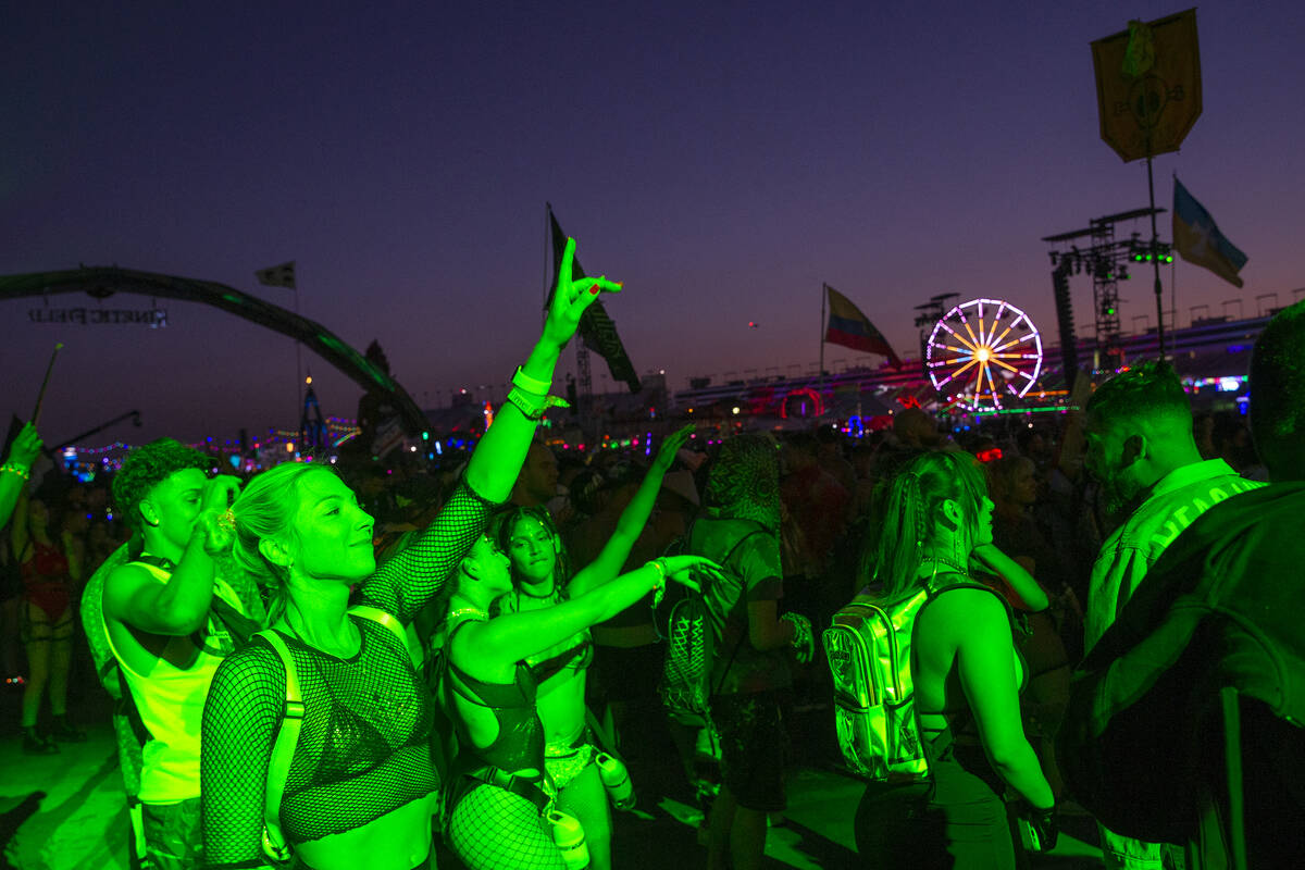 Fans dance while Autograf plays their set during the first day of the Electric Daisy Carnival a ...