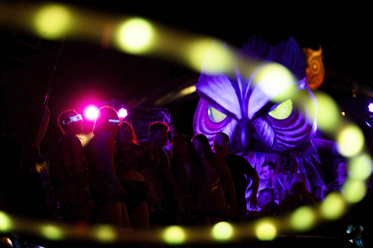 Attendees dance during day three of Electric Daisy Carnival on Sunday, May 22, 2022, at Las Veg ...