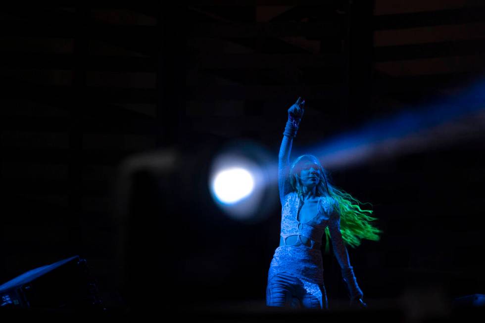 Grimes performs a DJ set during the second day of the Electric Daisy Carnival at the Las Vegas ...