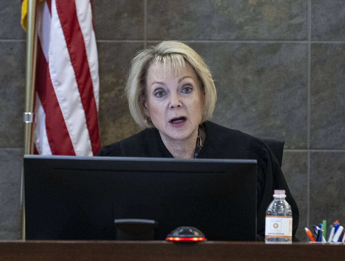 District Judge Nancy Allf presides at the Regional Justice Center on Wednesday, May 25, 2022, i ...