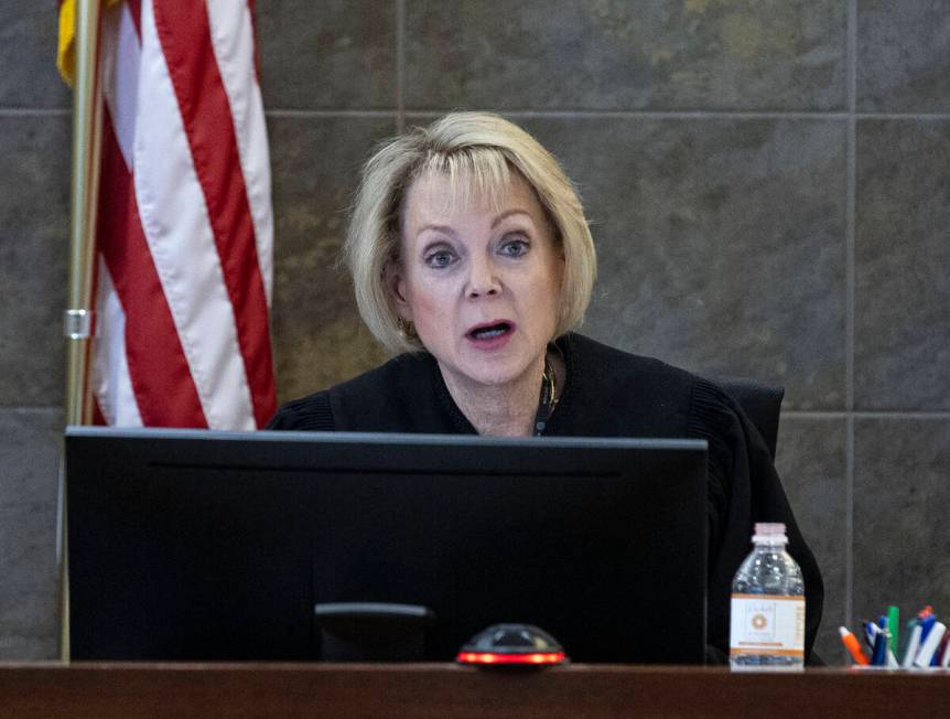 District Judge Nancy Allf presides at the Regional Justice Center on Wednesday, May 25, 2022, i ...