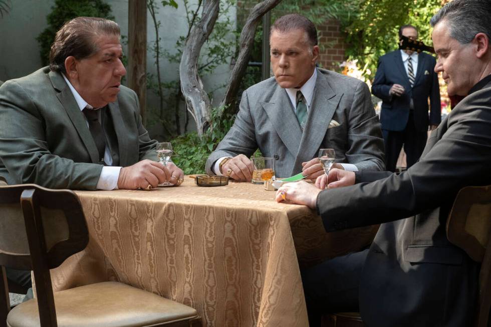 This image released by Warner Bros. Pictures shows, from left, Joey Coco Diaz, Ray Liotta and J ...