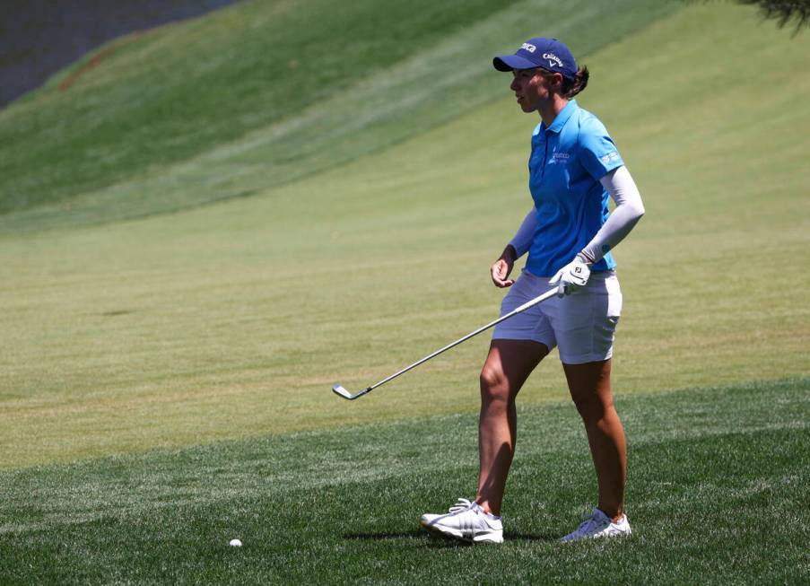 Carlota Ciganda looks on before making a fairway shot on at the ninth hole during the second da ...