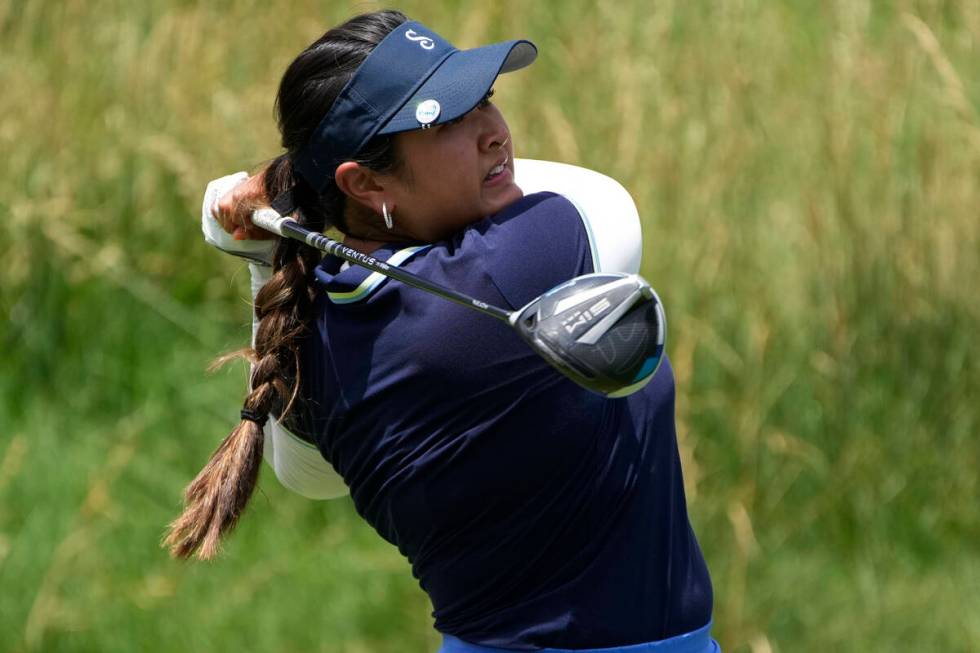 Lilia Vu hits off the seventh tee during the third day of round-robin play in the LPGA Bank of ...