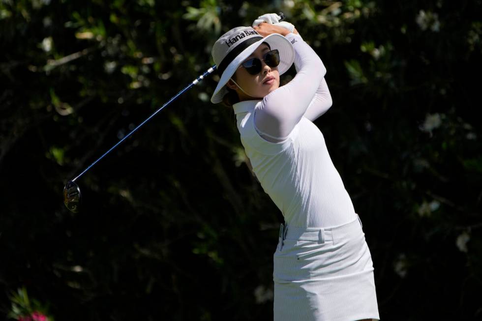 Yealimi Noh hits off the second tee during the third day of round-robin play in the LPGA Bank o ...