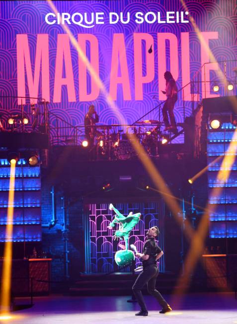 Cast members of Mad Apple by Cirque du Soleil perform during the premiere New York-New York Hot ...