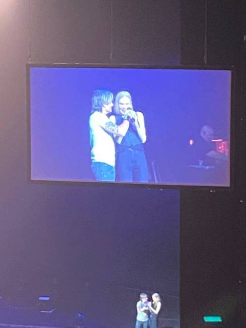 Keith Urban is shown with Nicole Kidman during Urban's performance at the Colosseum at Caesars ...