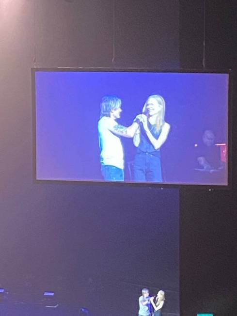 Keith Urban is shown with Nicole Kidman during Urban's performance at the Colosseum at Caesars ...