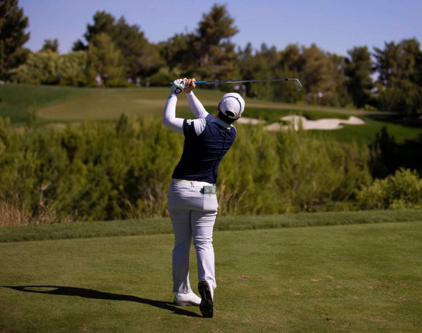 Eun-Hee Ji drives off the 5th tee during the final day of the LPGA Bank of Hope Match Play golf ...