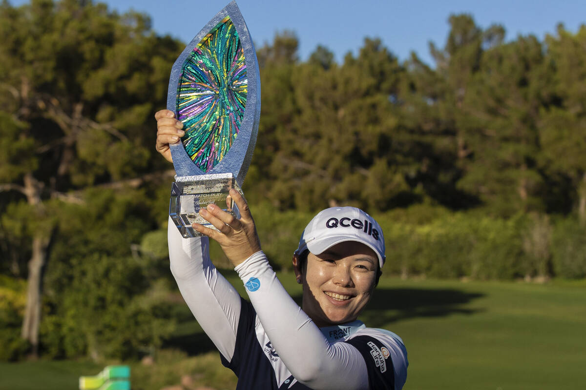 Eun-Hee Ji celebrates after winning the LPGA Bank of Hope Match Play golf tournament at Shadow ...