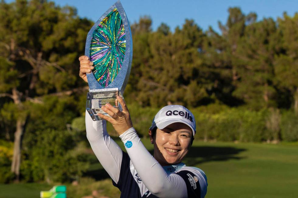 Eun-Hee Ji celebrates after winning the LPGA Bank of Hope Match Play golf tournament at Shadow ...