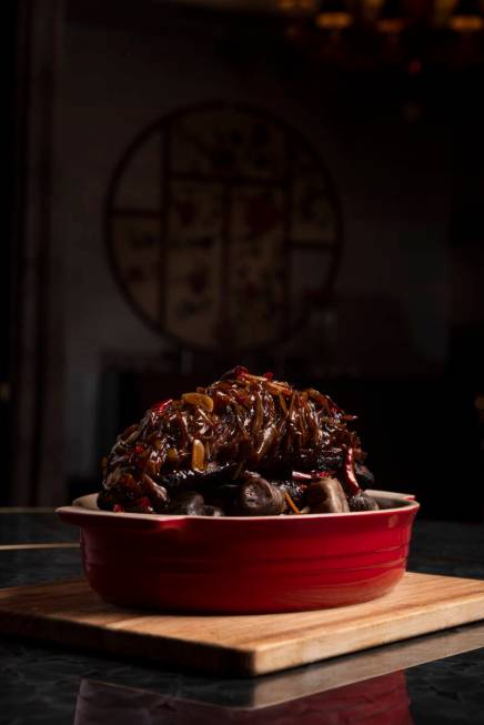 The Chef's Special Short Rib Served on Ishiyaki Sizzling Stones at Red Plate, a Chinese restaur ...