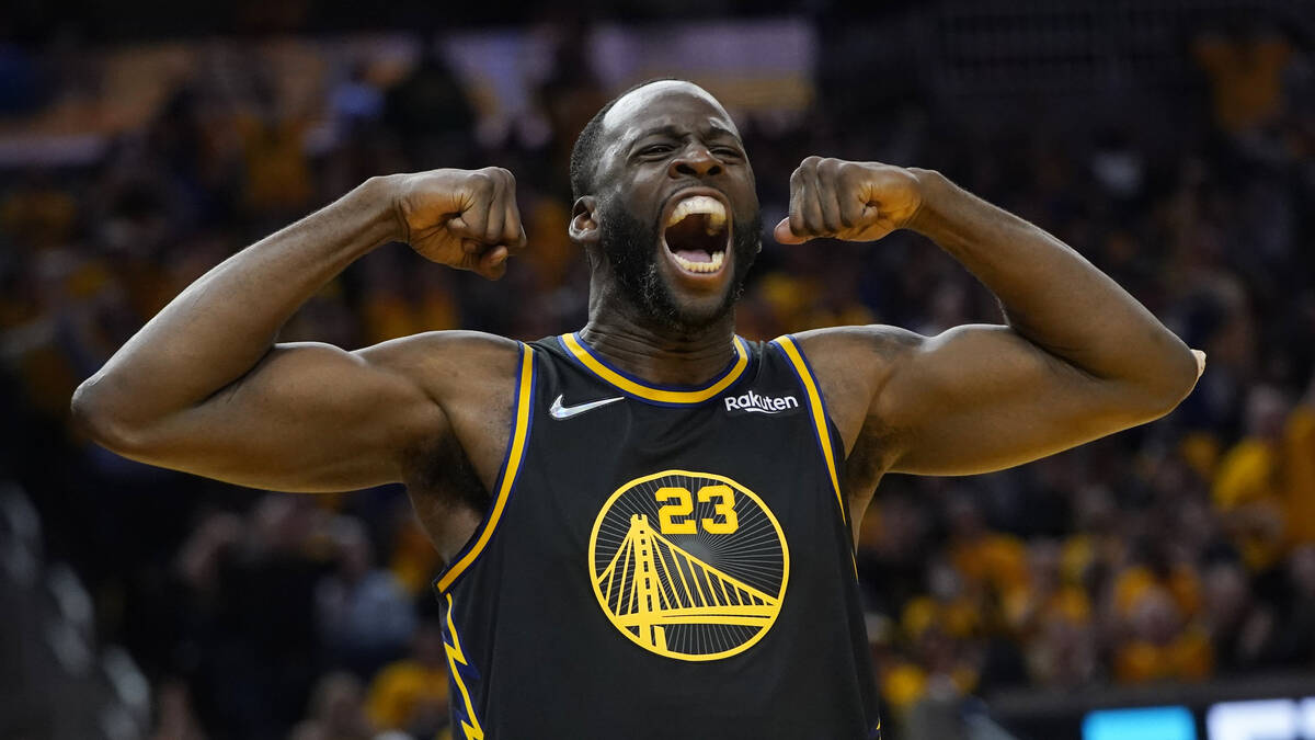 Golden State Warriors forward Draymond Green (23) celebrates during the second half in Game 5 o ...