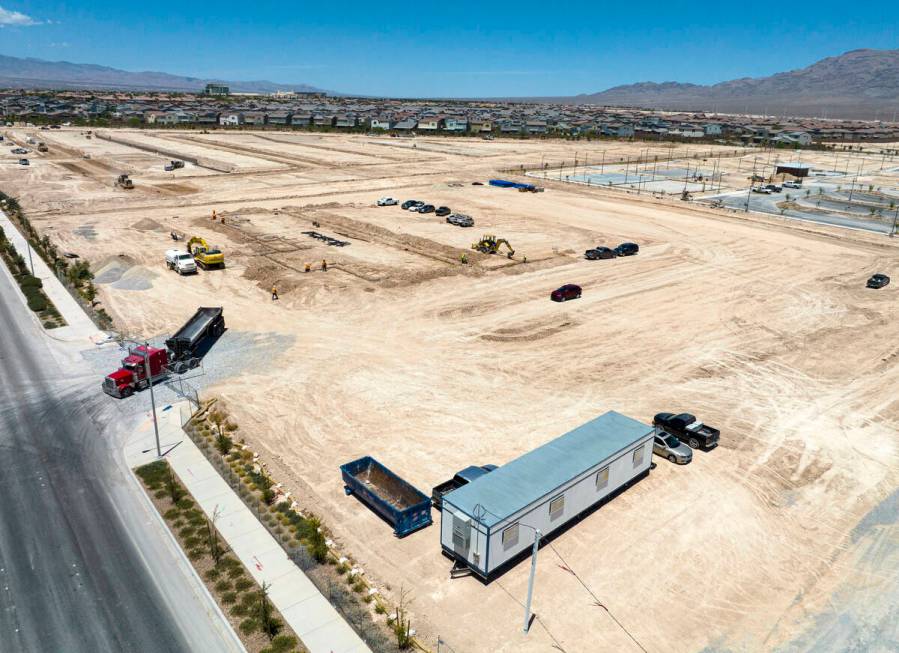 Construction on a new North Las Vegas police station is underway at the corner of Deer Springs ...