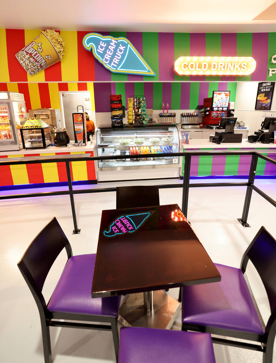 A colorful new snack bar at Circus Circus on the Strip in Las Vegas Friday, June 3, 2022. (K.M. ...